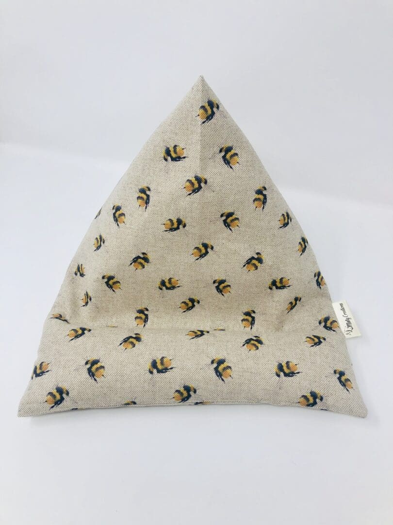 Bumble Bee Fabric IPad Beanbag, Fabric Tablet Stand featuring mustard yellow Bees