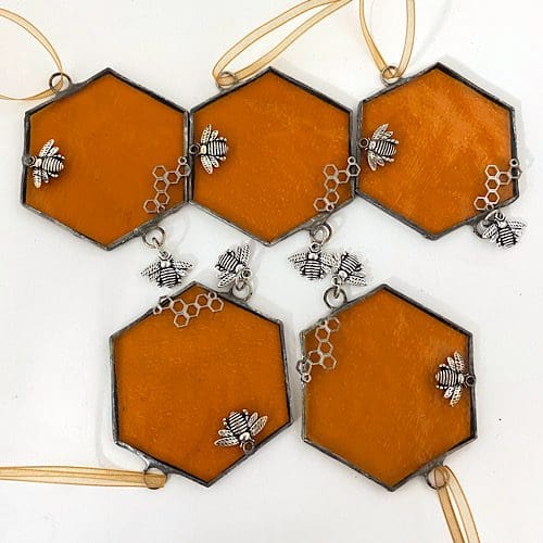 Stained Glass Mini Honeycomb and Bee Suncatcher - Image 2