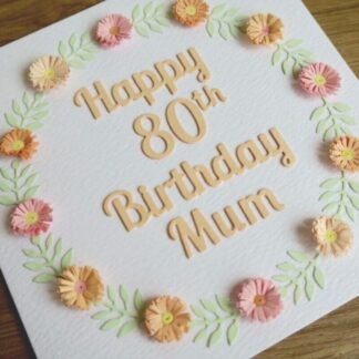 Handmade quilled birthday card, personalised, any age 40th, 50th, 60th, 70th, 80th