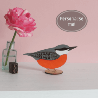 Standing Wooden Red-breasted Nuthatch Decoration