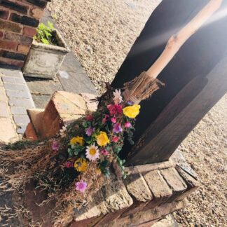 Spring flowers decorative witch broom