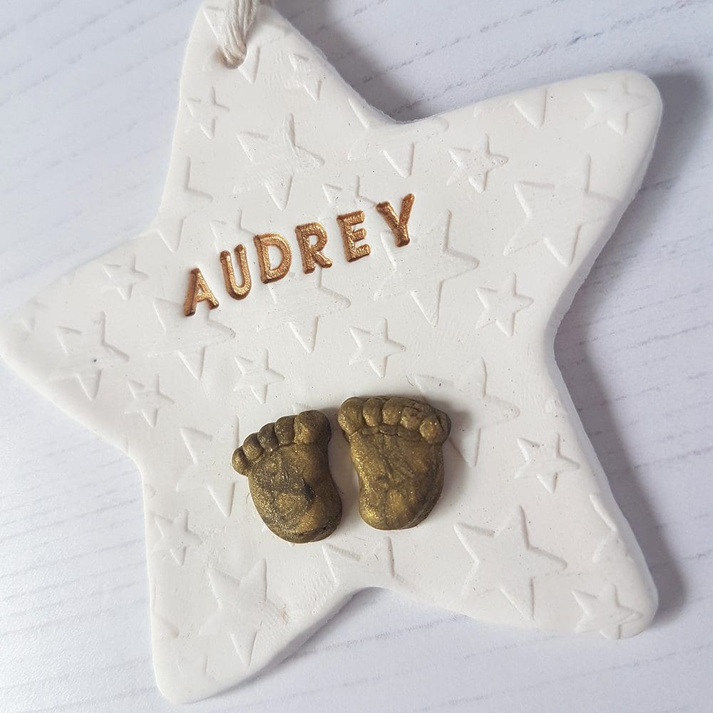 Personalised baby feet Star Hanging decoration - Image 6