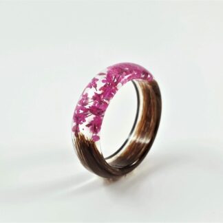 Bespoke Lock of Hair Ring with Blue Flowers- Custom Memorial Jewellery - Pet Fur Keepsake - Horse Hair Ring