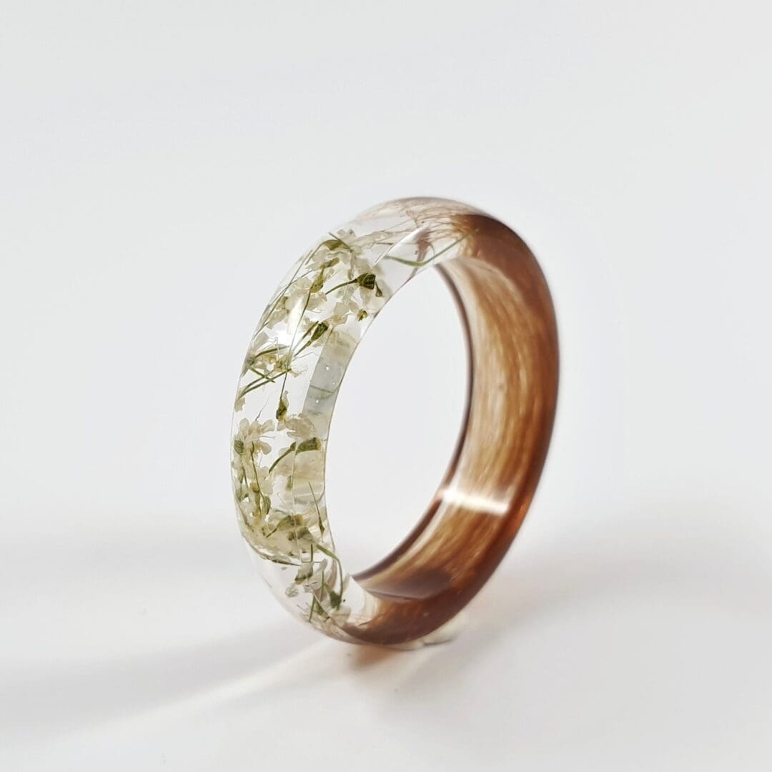 Bespoke Lock of Hair Ring with Blue Flowers- Custom Memorial Jewellery - Pet Fur Keepsake - Horse Hair Ring - Image 3