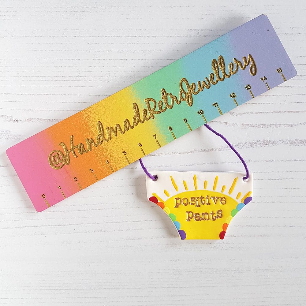 Positive Pants hanging decoration OR Magnet, Hand painted - Image 5