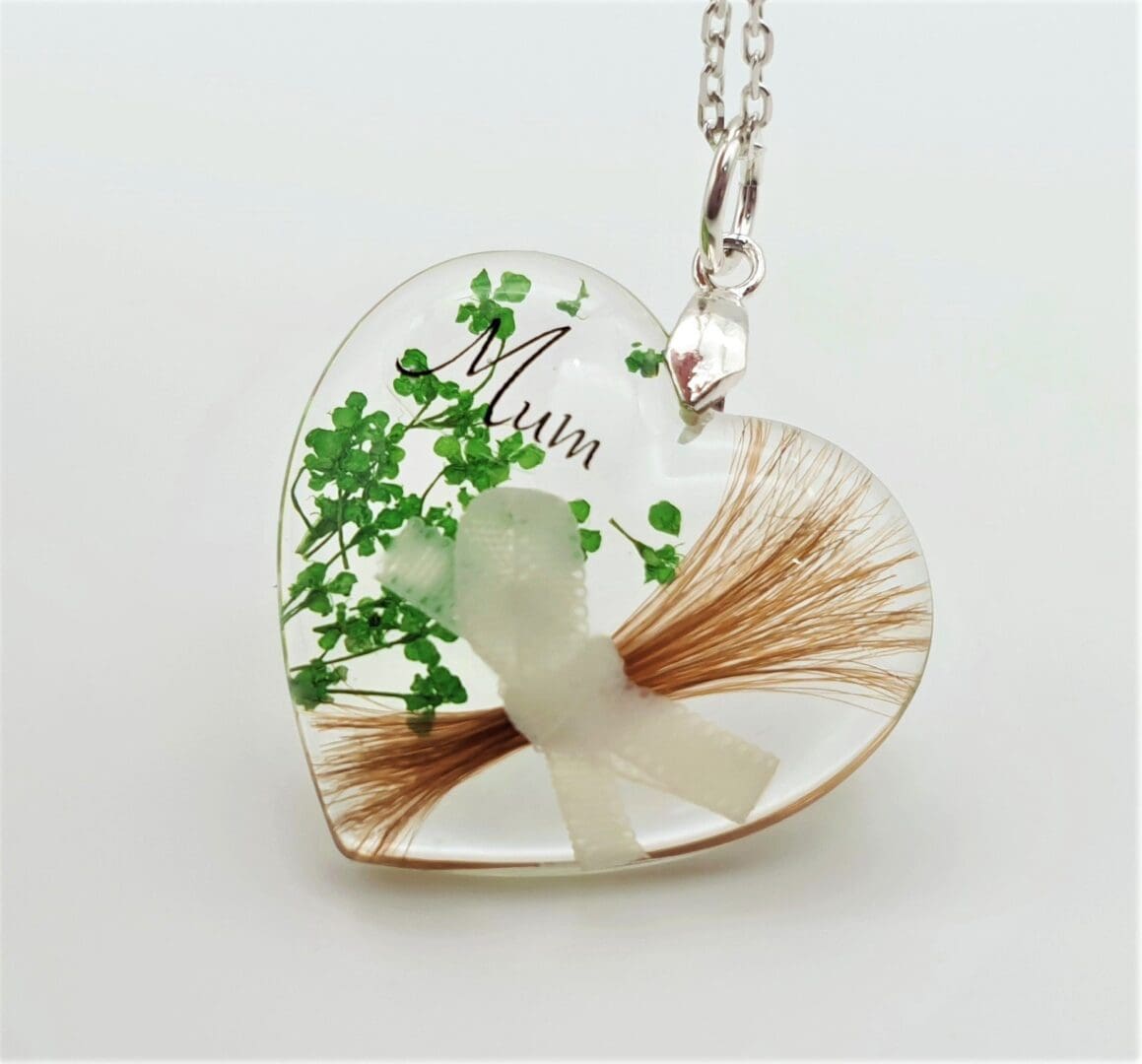 Bespoke Lock of Hair Keepsake with Flowers - Memorial Heart Pendant Locket - Loss of Loved One Jewellery