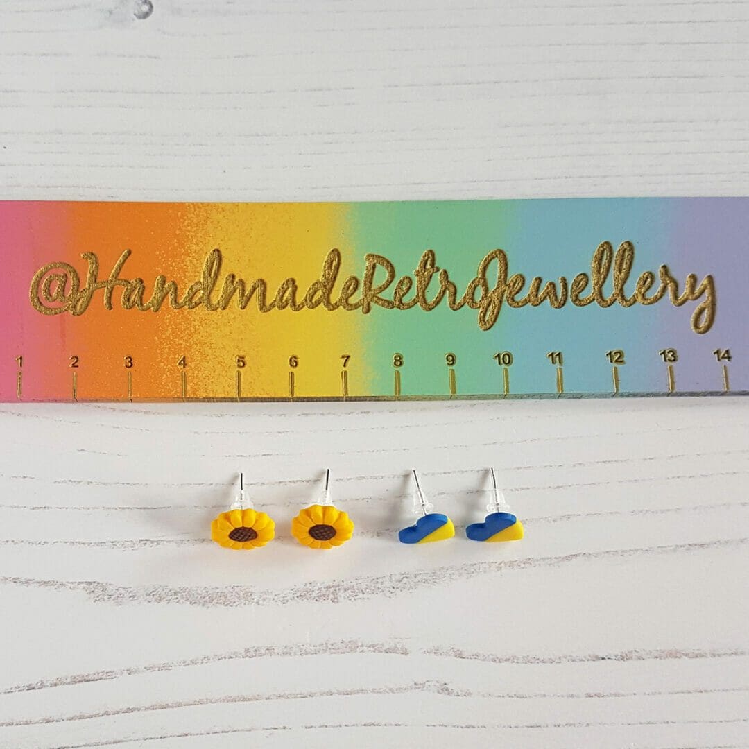 Ukraine flag hearts & sunflowers stud pack 50% OF SALES DONATED TO CHARITY - Image 7
