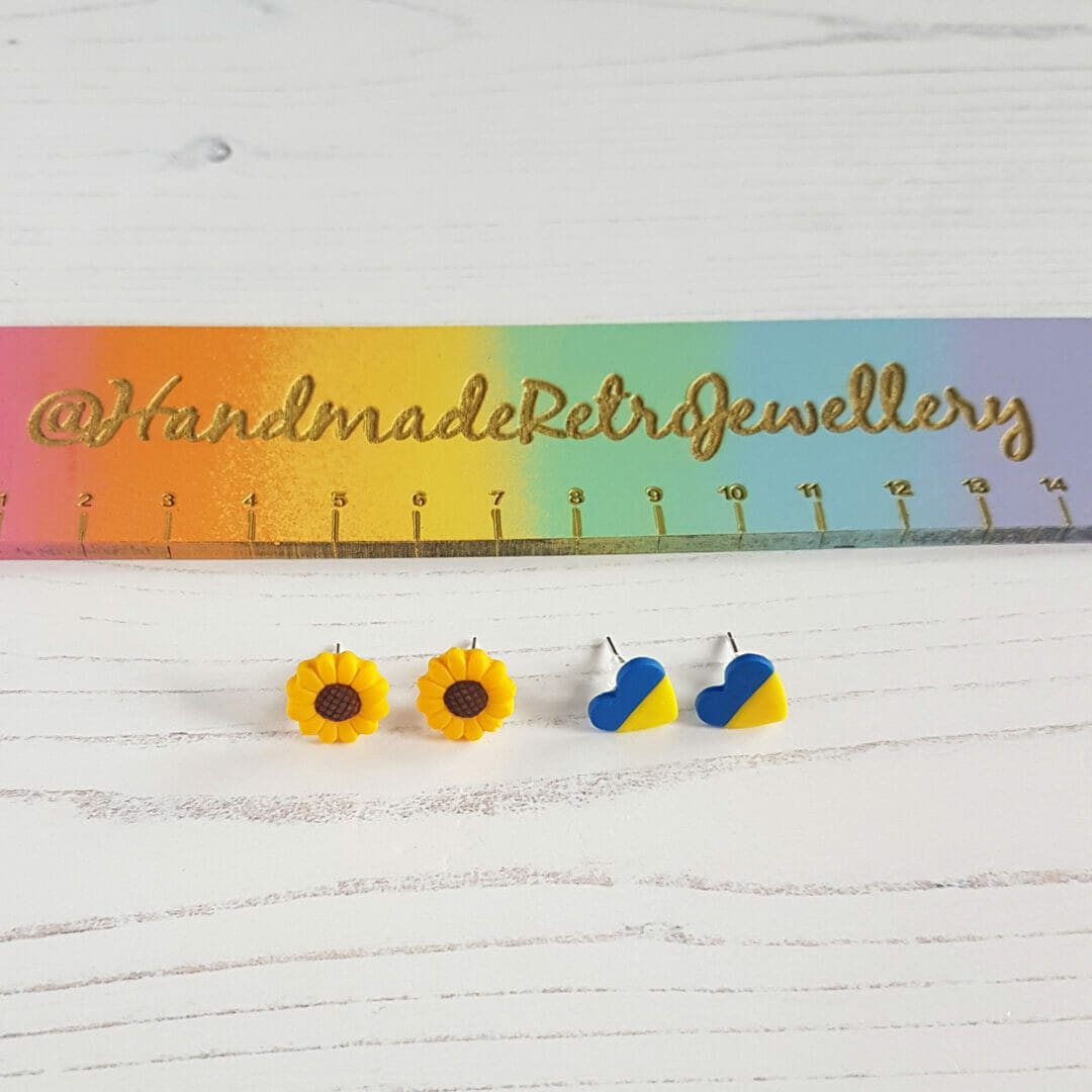 Ukraine flag hearts & sunflowers stud pack 50% OF SALES DONATED TO CHARITY - Image 6