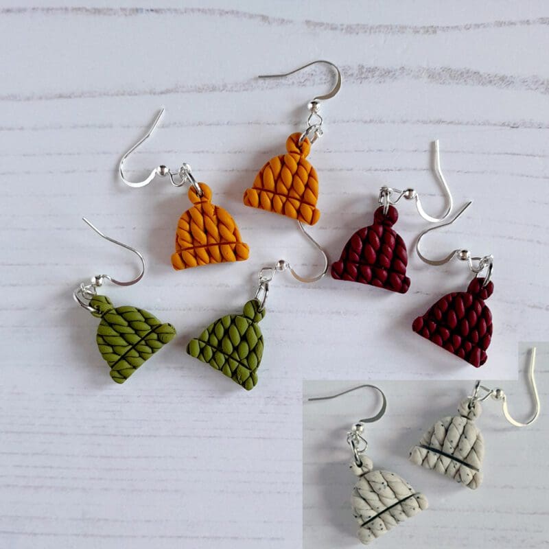 Autumn and Halloween STUD or MINI HOOP earrings CHOOSE YOUR STYLE - Bats, Ghosts, Pumpkins, Coffee, bobble hats - Image 7