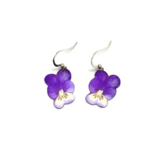 Viola flower silver earrings