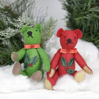 green and red felt Christmas bear decorations