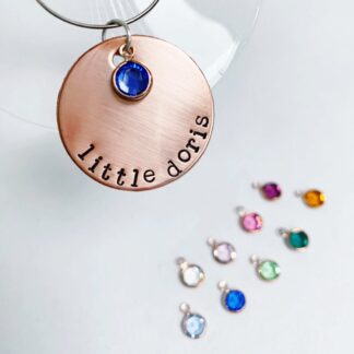 personalised wine charm with Swarovski crystal