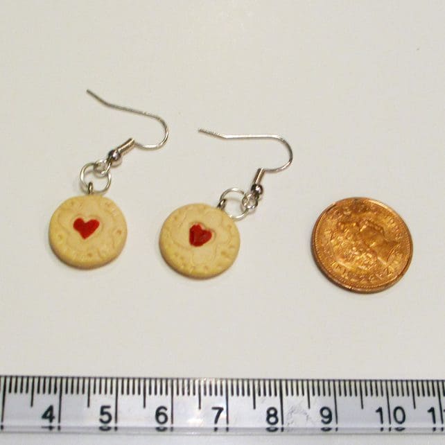 Retro classic Jammy Biscuit earrings STUD, DROP or CLIP ON, unique, handmade - Image 5