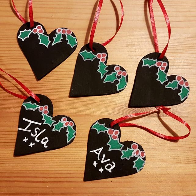 Personalised Christmas decorations CHOOSE YOUR STYLE Hearts, Gingerbread Man, Candy Cane - Image 3
