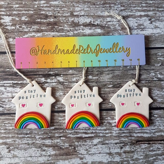 Stay Positive / After Every Storm Comes a Rainbow House themed hanging decoration OR Fridge Magnet, one supplied - Image 5
