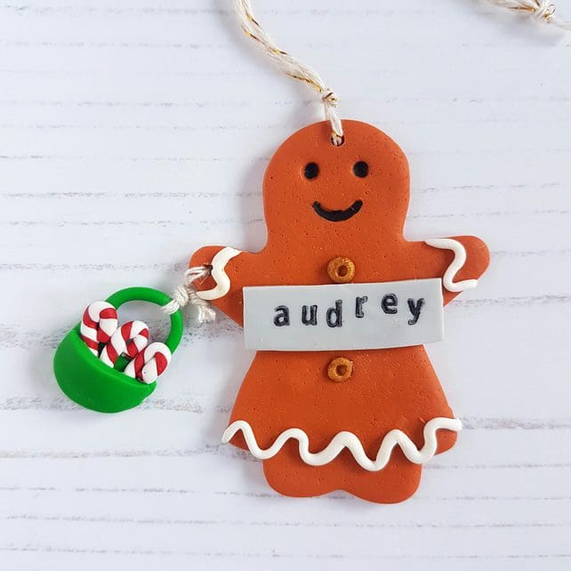 Personalised Christmas decorations CHOOSE YOUR STYLE Hearts, Gingerbread Man, Candy Cane - Image 6