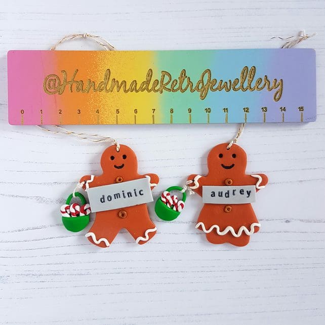 Personalised Christmas decorations CHOOSE YOUR STYLE Hearts, Gingerbread Man, Candy Cane - Image 7