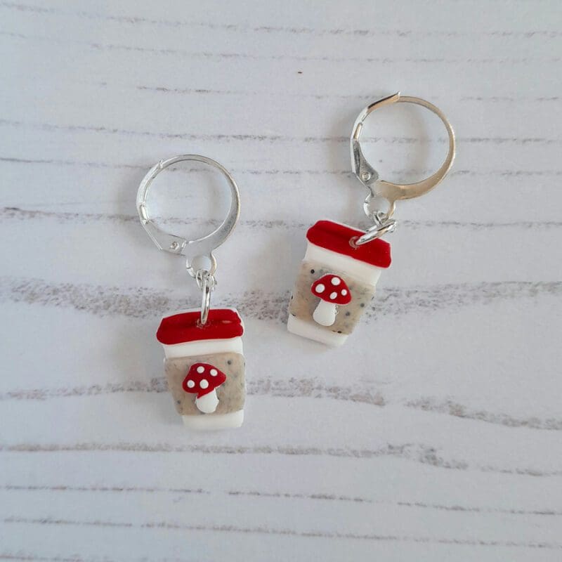 Autumn and Halloween STUD or MINI HOOP earrings CHOOSE YOUR STYLE - Bats, Ghosts, Pumpkins, Coffee, bobble hats - Image 5