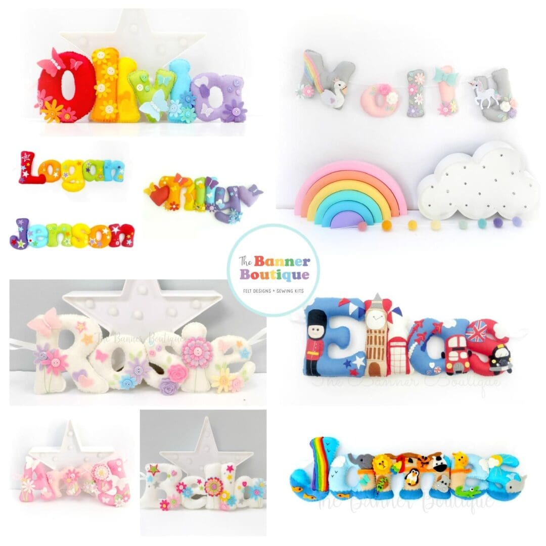 Felt personalised name banner in your choice of theme.