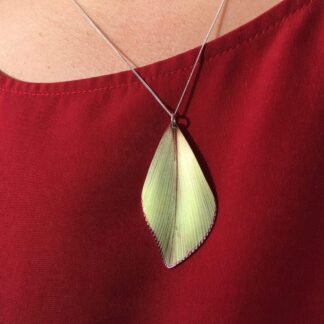 Diamond Palm leaf silver necklace