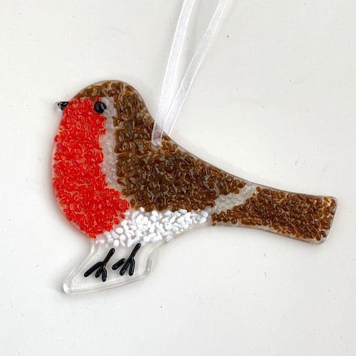 Fused Glass Robin Suncatcher - Image 2