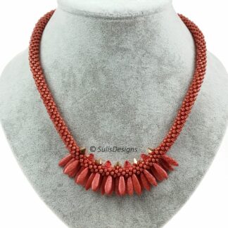 Handcrafted Coral Red Necklace