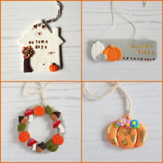 Autumn themed hanging decorations CHOOSE YOUR STYLE Autumn Days House, Autumn Vibes Pumpkins, Autumn Wreath, Gold Leaf Flowers Pumpkin