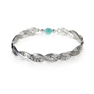 Sterling Silver Woven Celtic Bangle with Amazonite