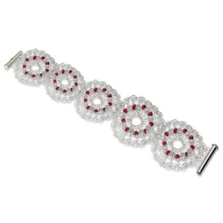 Crocheted Sterling Silver and Ruby Bracelet