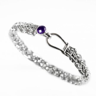 Sterling Silver and Amethyst Basket Weave Bracelet