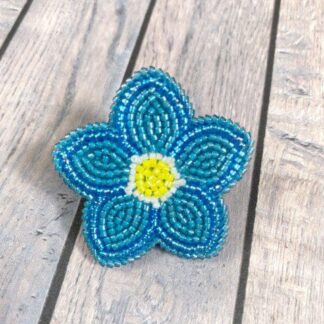 Hand-Beaded Forget Me Not Brooch