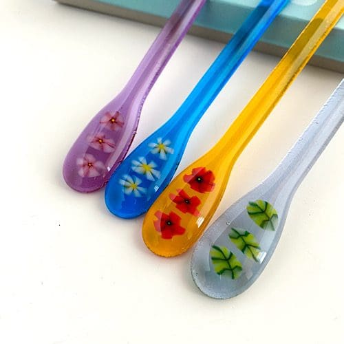 Fused Glass Drink Stirrers Set Of Four Bright Colours - Image 2