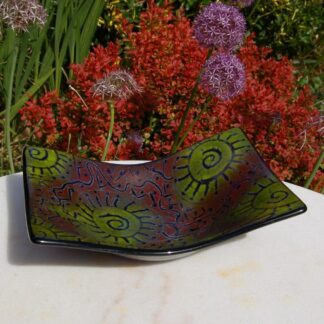 Batik Patterned Fused Glass Bowl