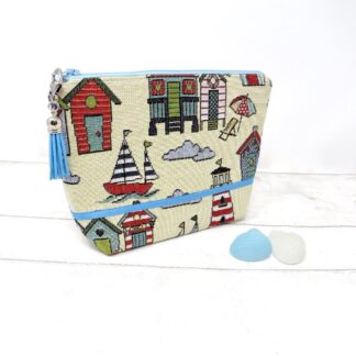 Beach scene makeup bag