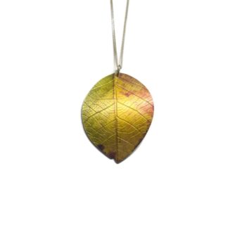 Beech leaf silver necklace