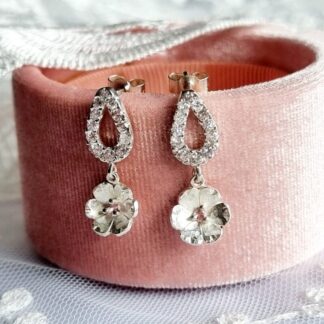 Handmade Silver Cherry Blossom Drop Earrings