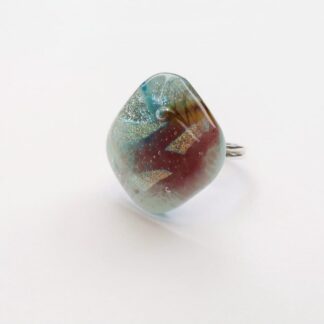 Sterling silver dichroic glass ring
