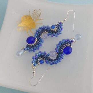 Blue Ocean Wave Statement Earrings