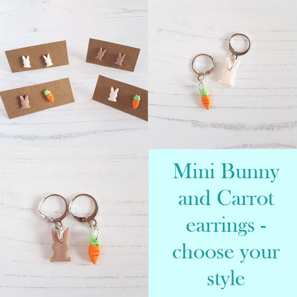 Micro/Mini Bunny and carrot earrings CHOOSE YOUR STYLE