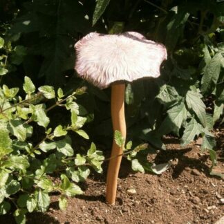 Carved Lilac & Pink Ceramic Mushroom