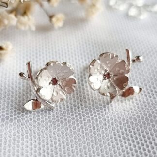 Handmade Silver Cherry Blossom Earrings