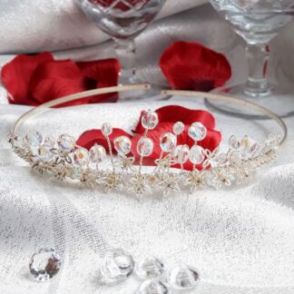 Crystal and Silver Flowers Bridal Wedding Tiara