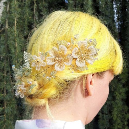 Eternal Bouquet Crystal Flower Bridal Wedding Hair Vine Clip - Image 2