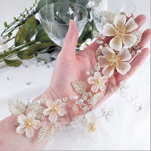 Eternal Bouquet Crystal Flower Bridal Wedding Hair Vine Clip - Image 5