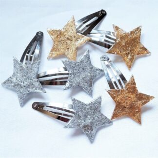 Silver and Gold Star Hair Clips