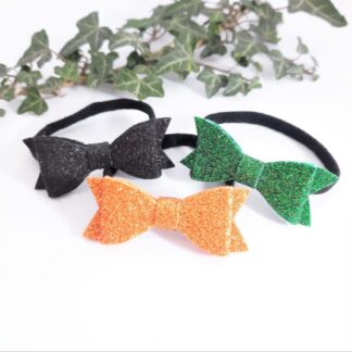 Halloween Fun Felt Glitter Bow Hair Band Set of Three