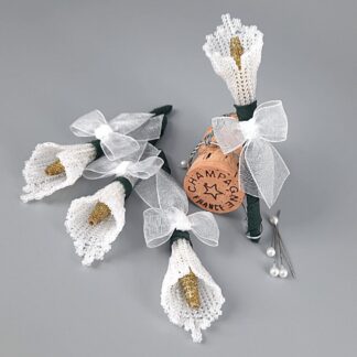 Mini Beaded Calla Lily Corsage Button Hole Grooms Boutonniere