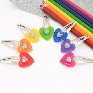 Rainbow Heart Hair Clips