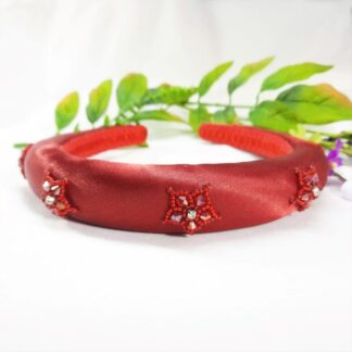 Red Padded Headband with Crystal Stars