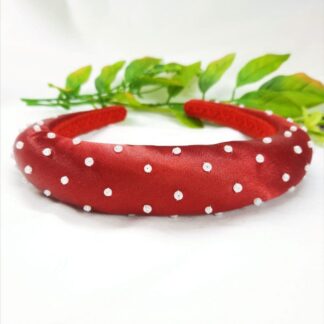 Red Padded Pearl Polka Dot Headband